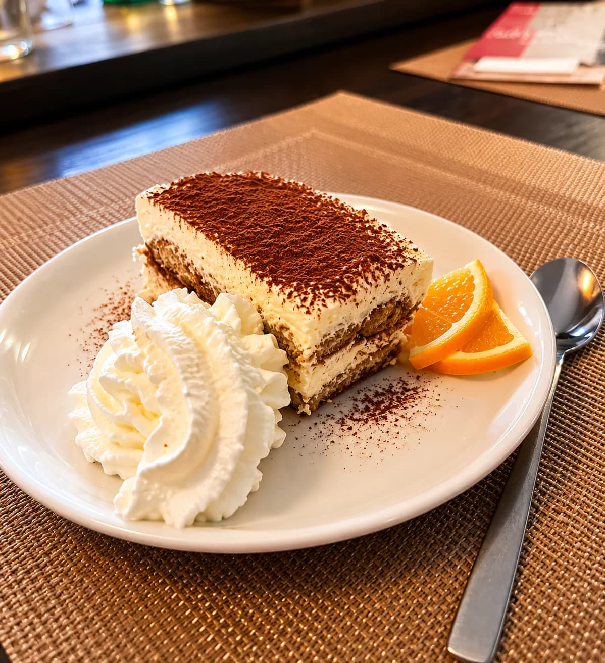 Tiramisu met slagroom en sinaasappel