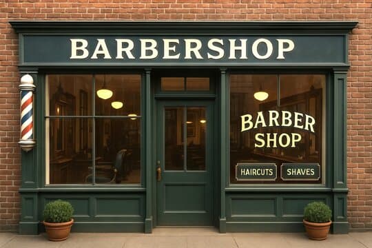 Street-level barbershop entrance