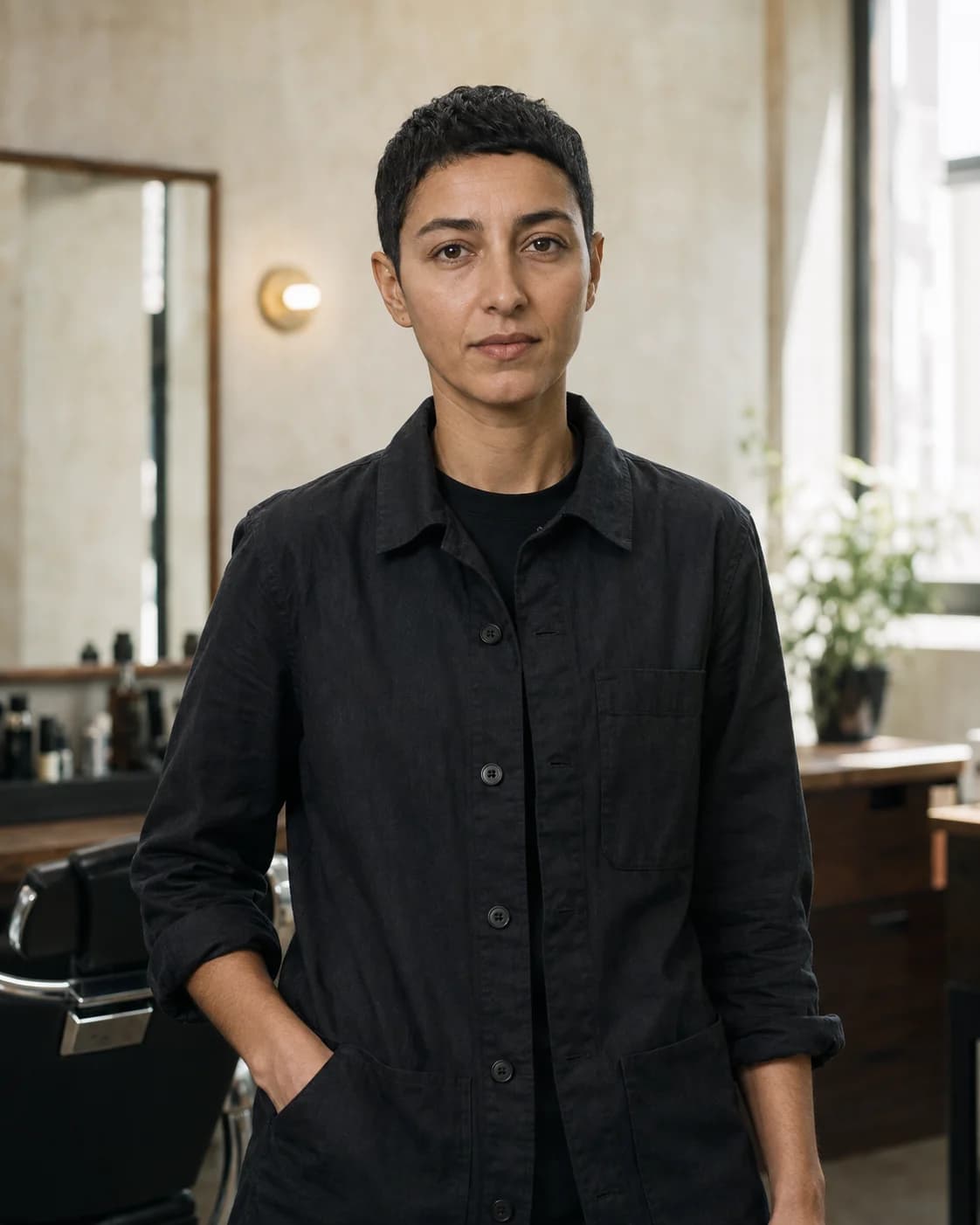 Portrait of Noor Vale in the Tenth House workshop